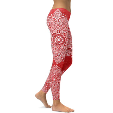 Rote Mandala Leggings Q823