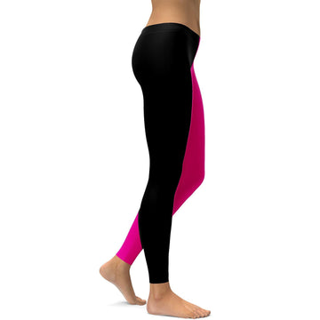 Zweifarbige Rosa- und Schwarze Leggings V129