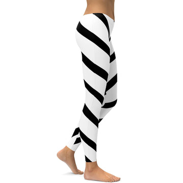 Schwarz-Weiße Gestreifte Leggings K281