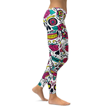 Bunte Zuckerschädel Leggings P168