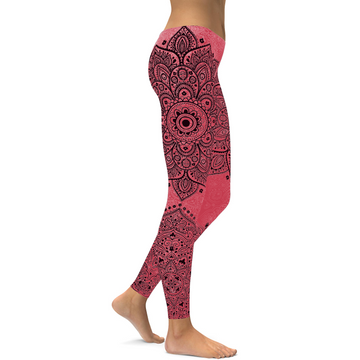 Baby Pink mit schwarzem Mandala Leggings Z620