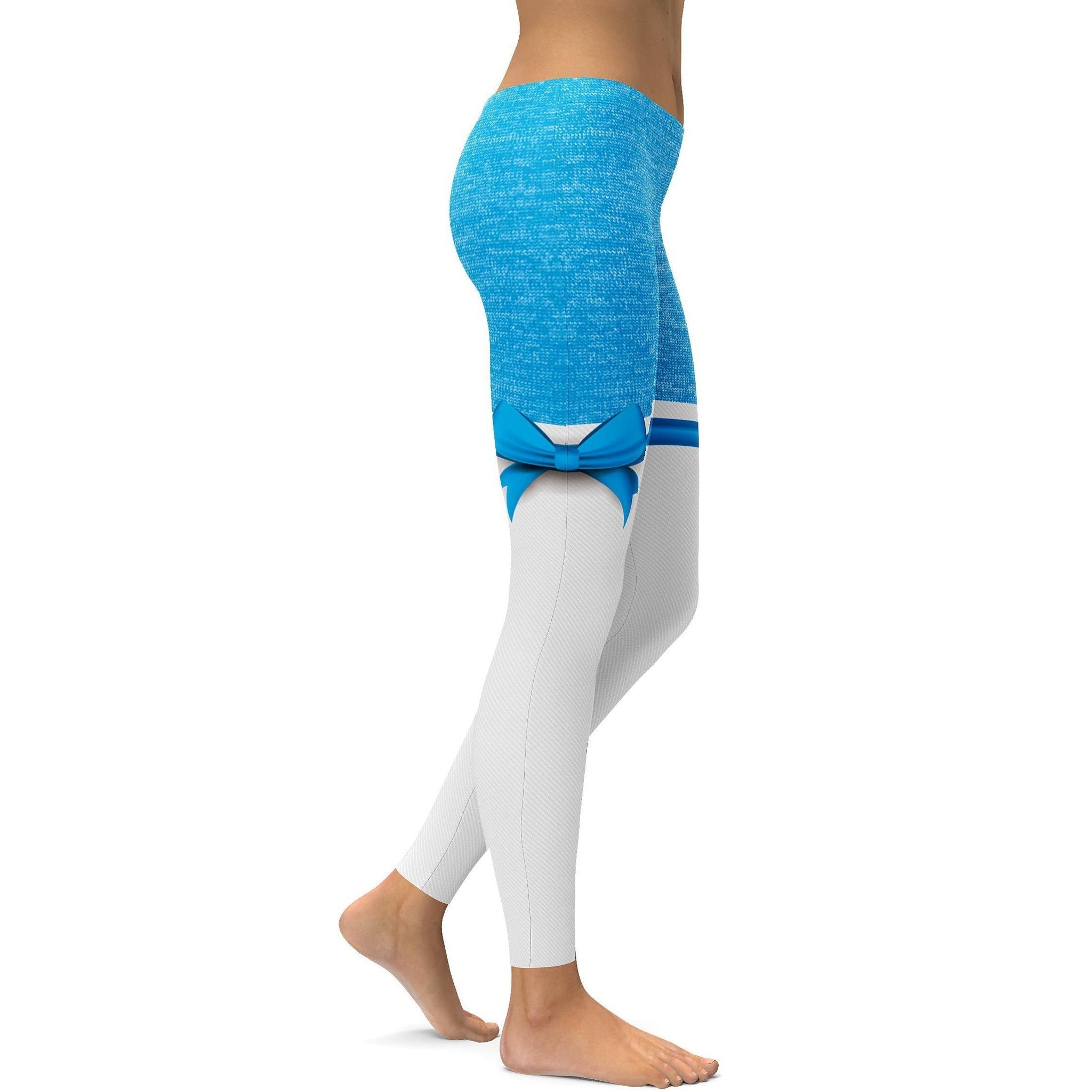 Blaue Melierte Oberschenkelhohe Leggings mit Schleife S343