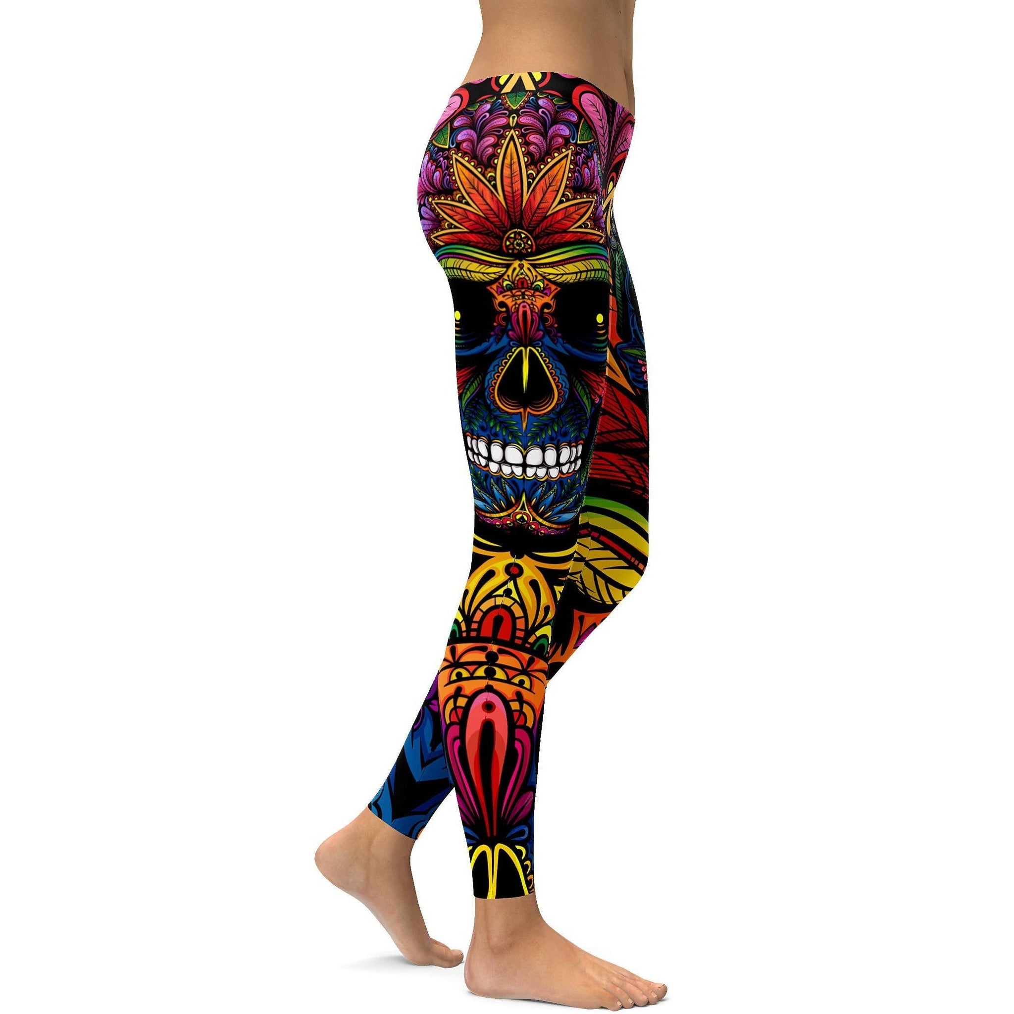 EDM - Regenbogen Rave Schädel Leggings T698