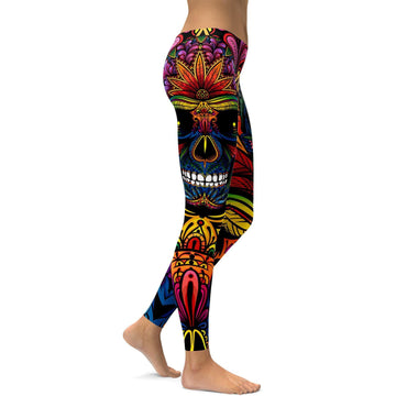EDM - Regenbogen Rave Schädel Leggings T698