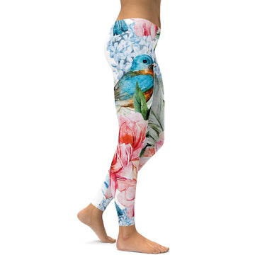 Aquarell Blumen und Vögel Leggings Y282
