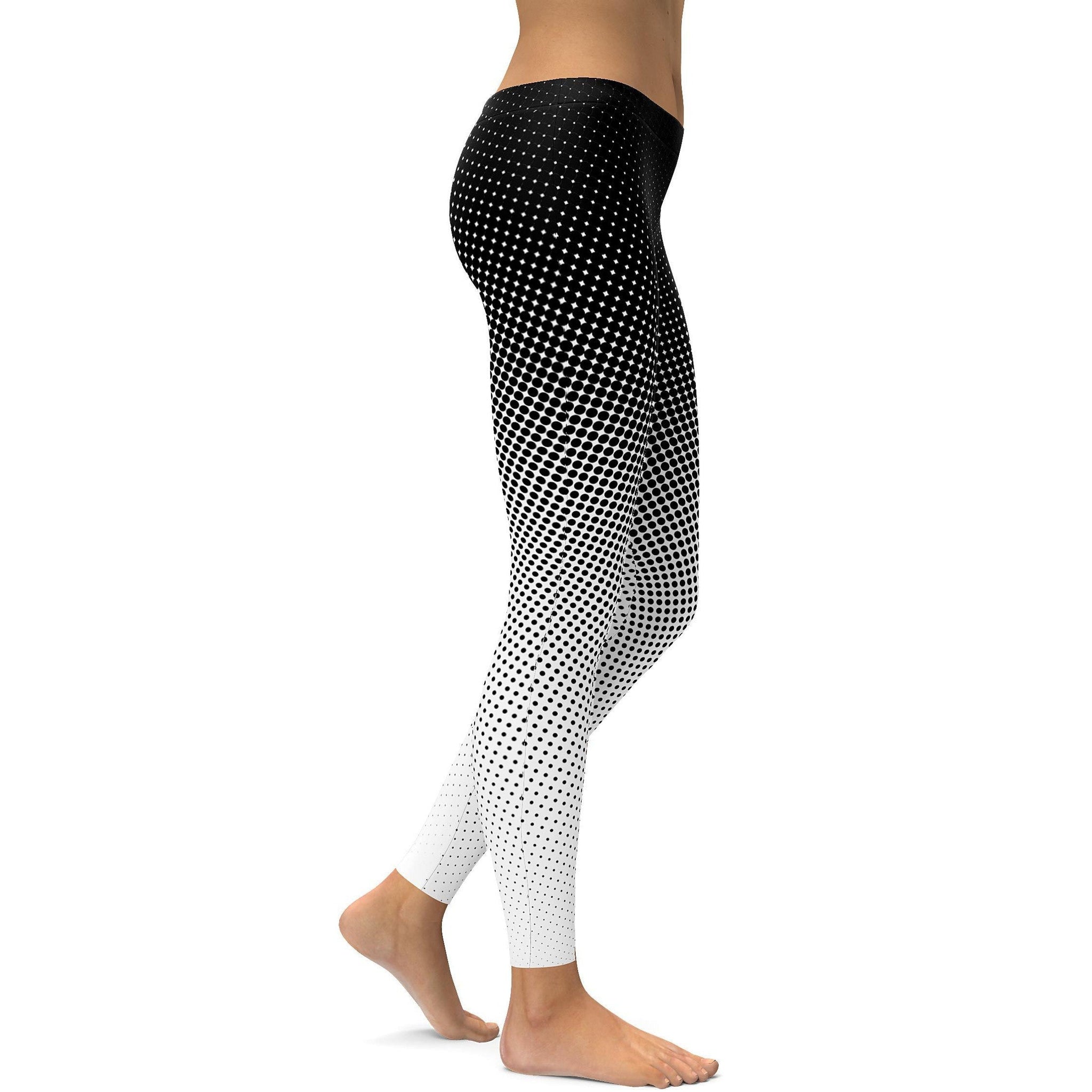 Schwarz-Weiß Halbtöne Leggings S108
