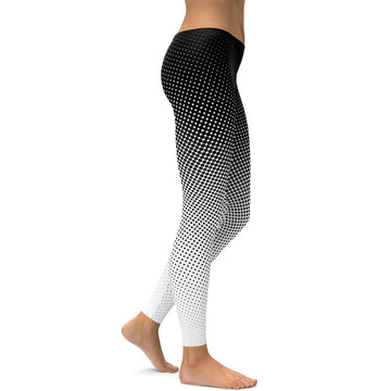Schwarz-Weiß Halbtöne Leggings S108