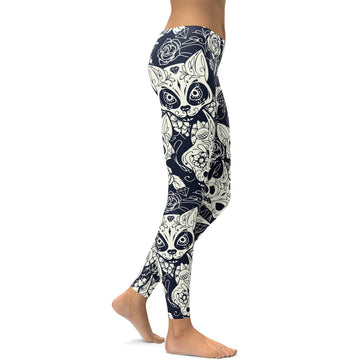 Zucker-Schädel Katzen Leggings A565