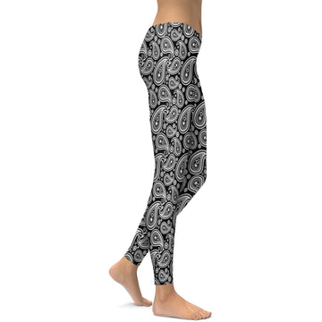 Schwarz-Weiße Paisley Leggings O841