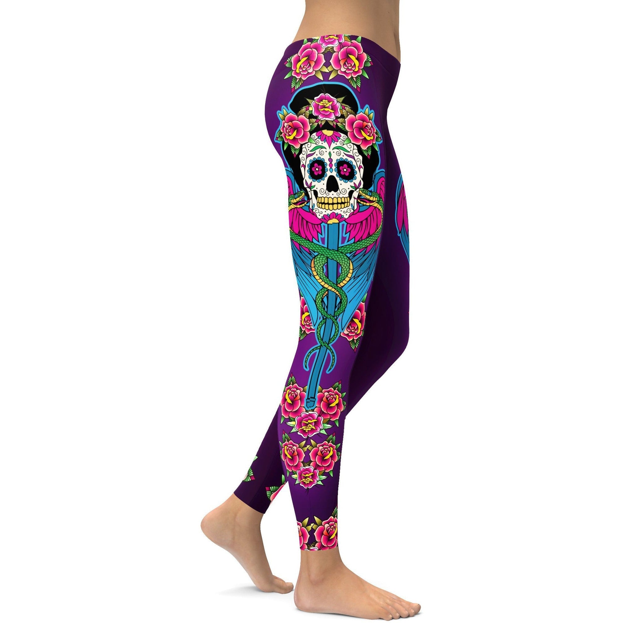 Caduceus Zuckerschädel Leggings C594