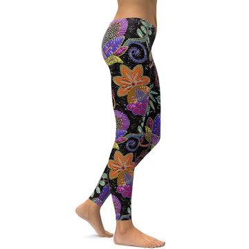 Faux Paillette Blumen Leggings I417