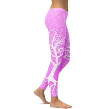 Weiche Rosa Baum des Lebens Leggings L465