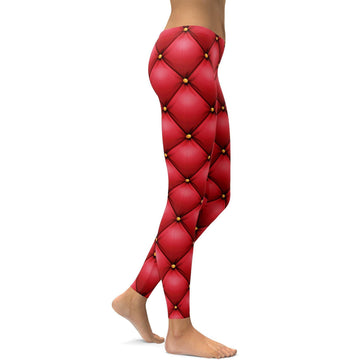 Gepolsterte Rote Lederleggings T880