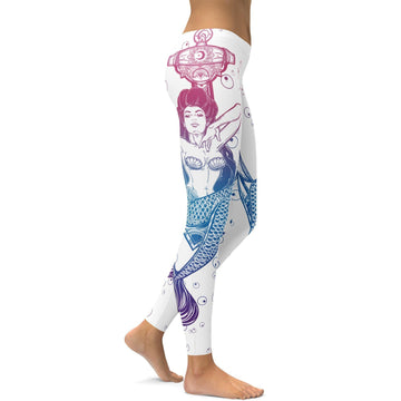 Helle Weiße Meerjungfrau Leggings F749