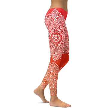 Rote zu Orange Mandala Leggings D542