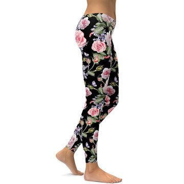 Wasserfarben-Rosen & Lavendel Leggings T910