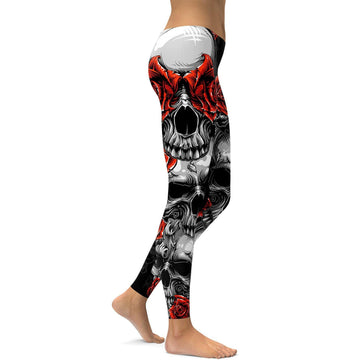 Schädel und Rosen Leggings C567