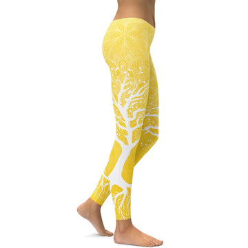 Gelbe Lebensbaum Leggings S197