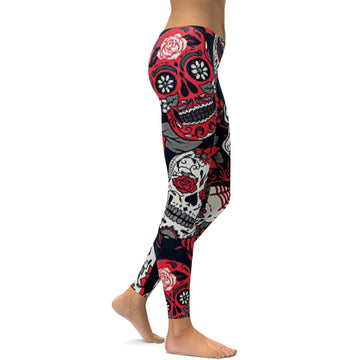 Hässliche Weihnachten - Pinke Zuckerschädel Leggings O242