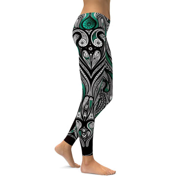 Teal Ornament Muster Leggings B746