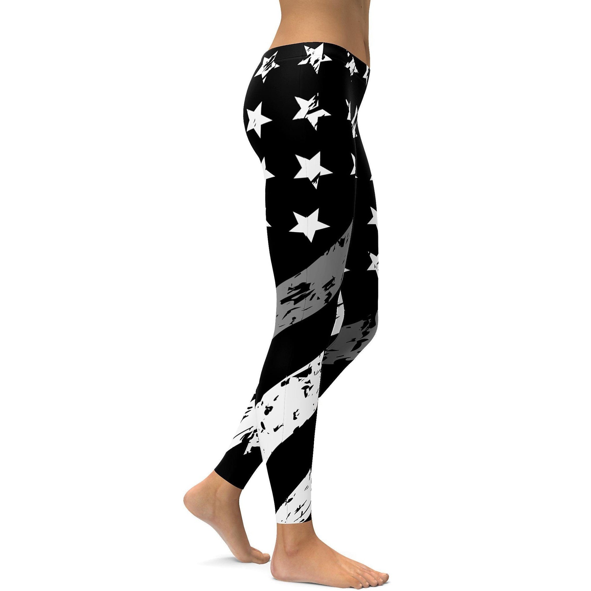 Dünne Silberne Linien Leggings E980