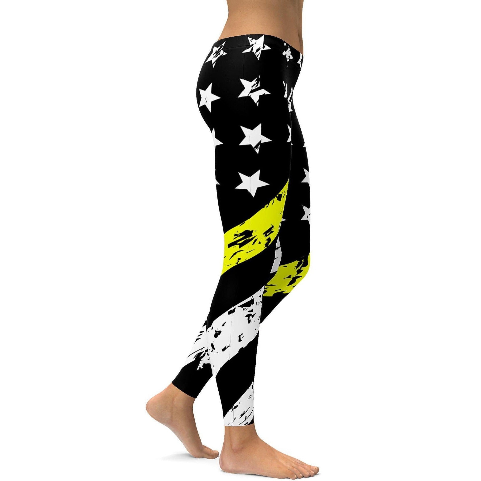 Dünne Gelbe Linie Leggings G076
