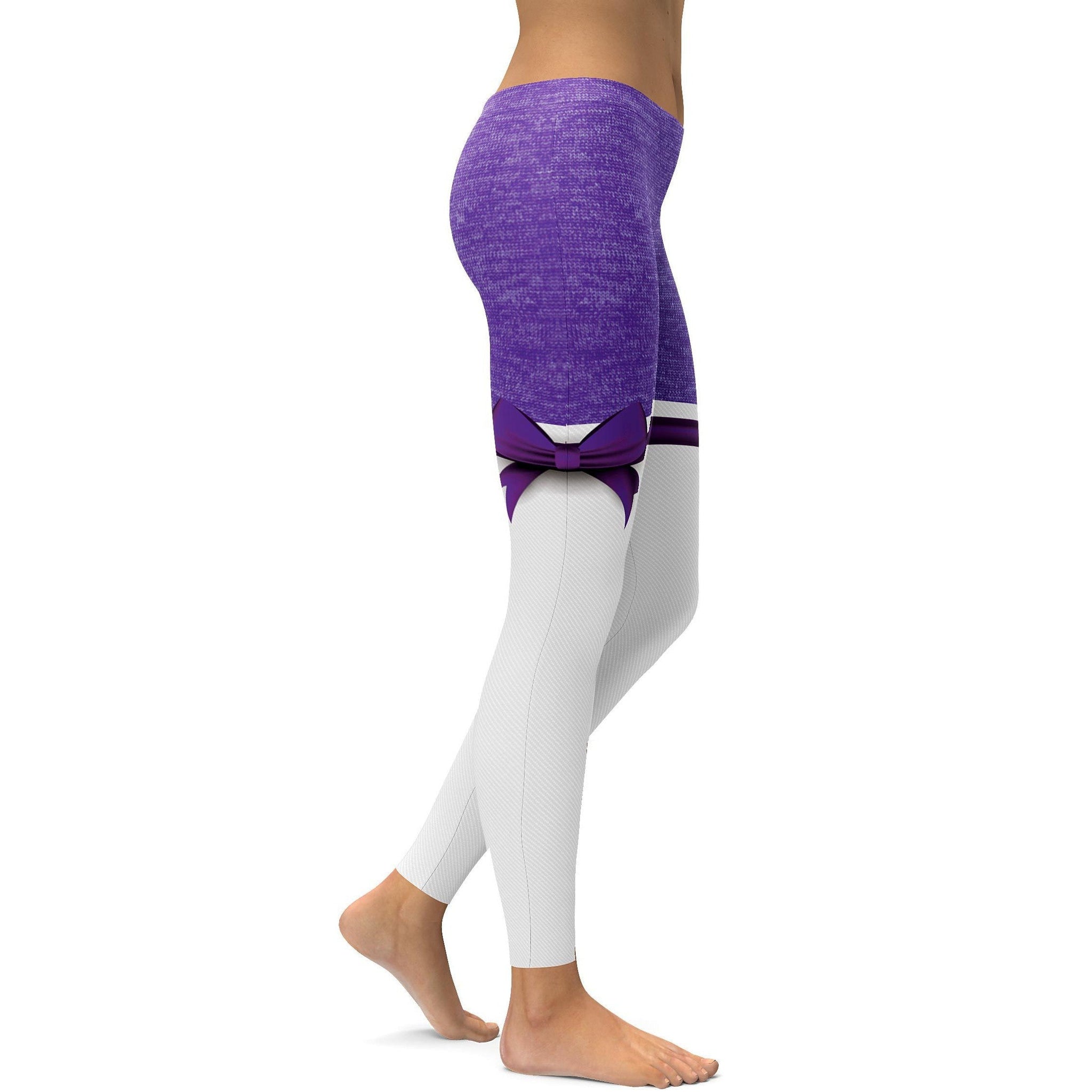 Lila Melierte Overknee Leggings mit Schleife Y151