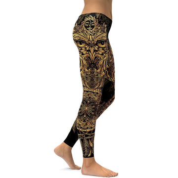 Goldene Ornamental Eulen Leggings P689