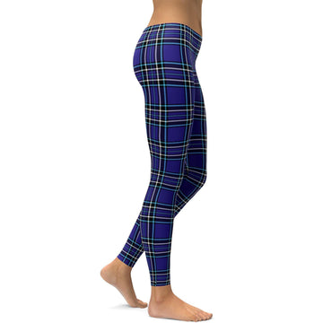 Marineblaues Karomuster-Leggings A303