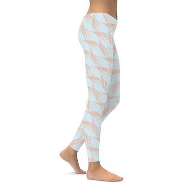 Hellblaue und Aprikose Wellenleggings O967