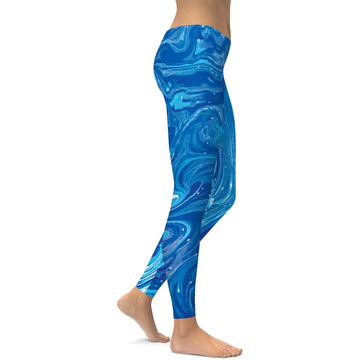 Blaue Wirbel Leggings F778