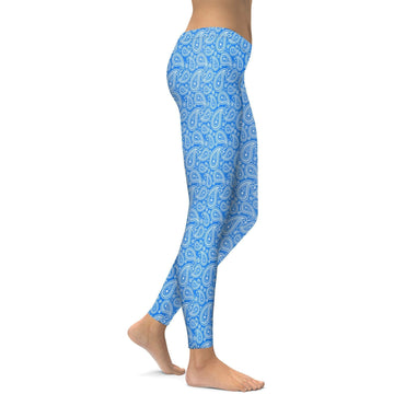 Blaue und Weiße Paisley Leggings R528