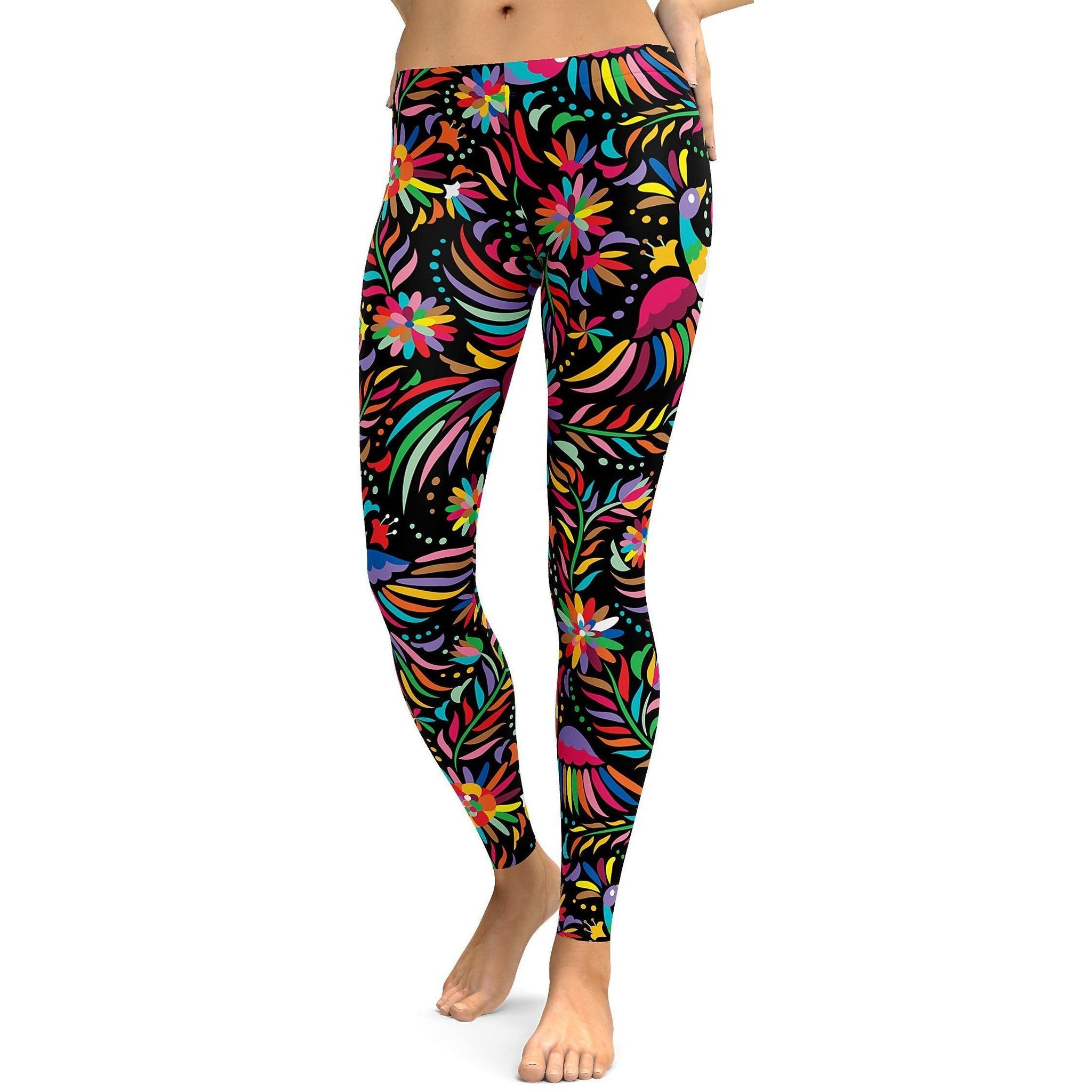 Bunte Dunkle Muster Leggings aus Mexiko Z453