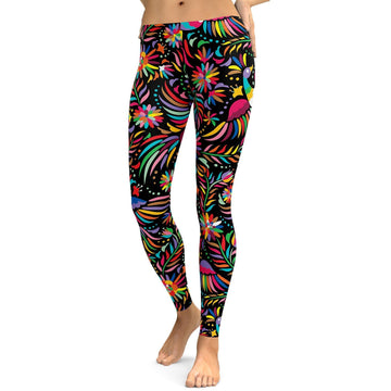 Bunte Dunkle Muster Leggings aus Mexiko Z453