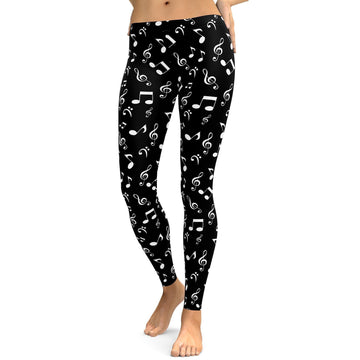 Musiknoten Schwarze Leggings G622