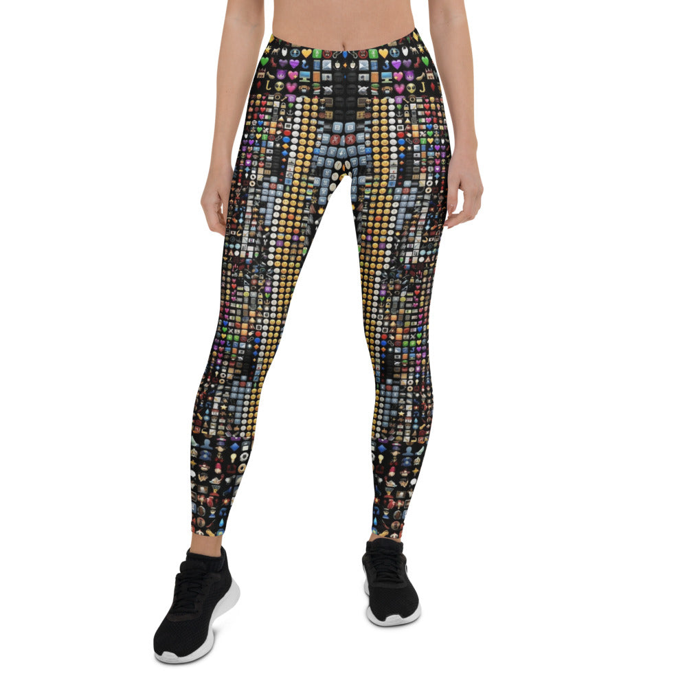 Personalisierte Damen Sportleggings Emoji Muster Bunt Fitness Leggings Yoga Hose Icon Design I049