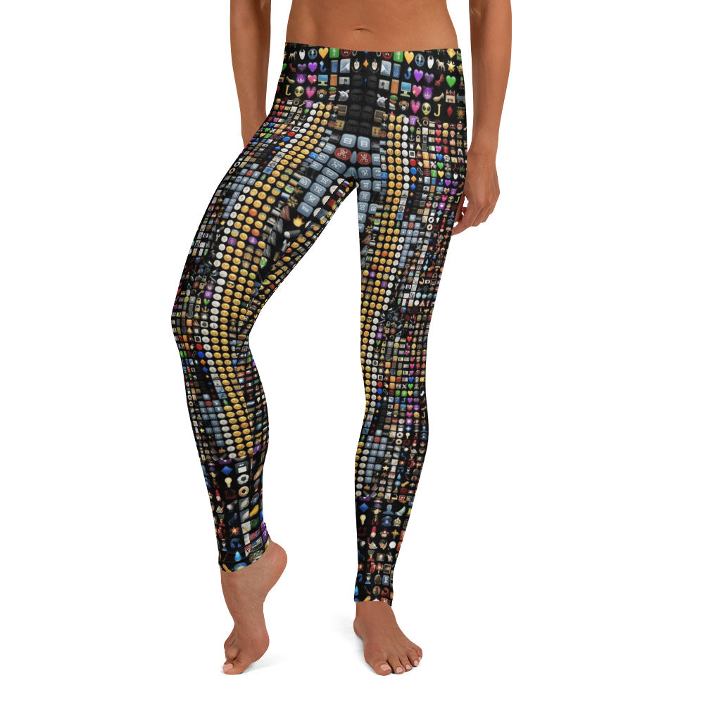 Personalisierte Damen Sportleggings Emoji Muster Bunt Fitness Leggings Yoga Hose Icon Design I049