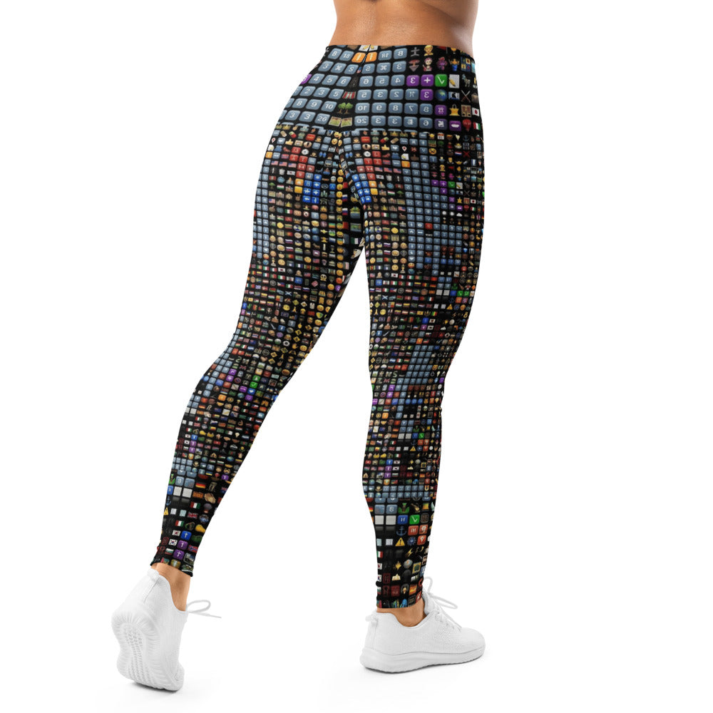 Personalisierte Damen Sportleggings Emoji Muster Bunt Fitness Leggings Yoga Hose Icon Design I049