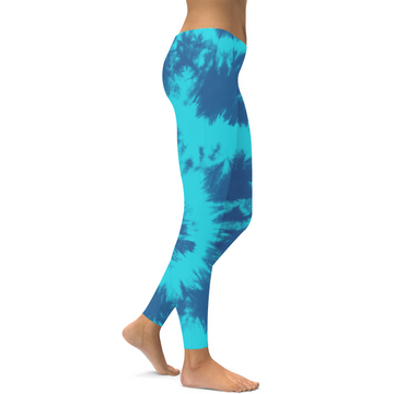 Blaue & Aqua Batik Leggings F817