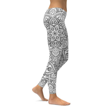 Weiß & Schwarz Mandala Leggings X837