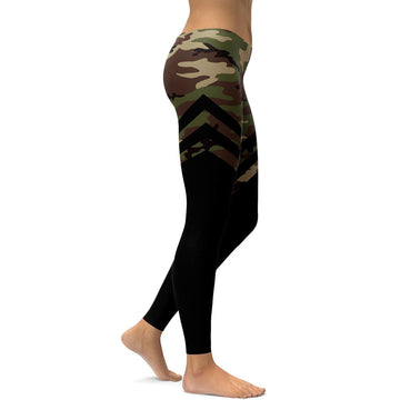Schwarz & Camouflage Oberschenkelhohe Strumpfhosen Leggings Y133