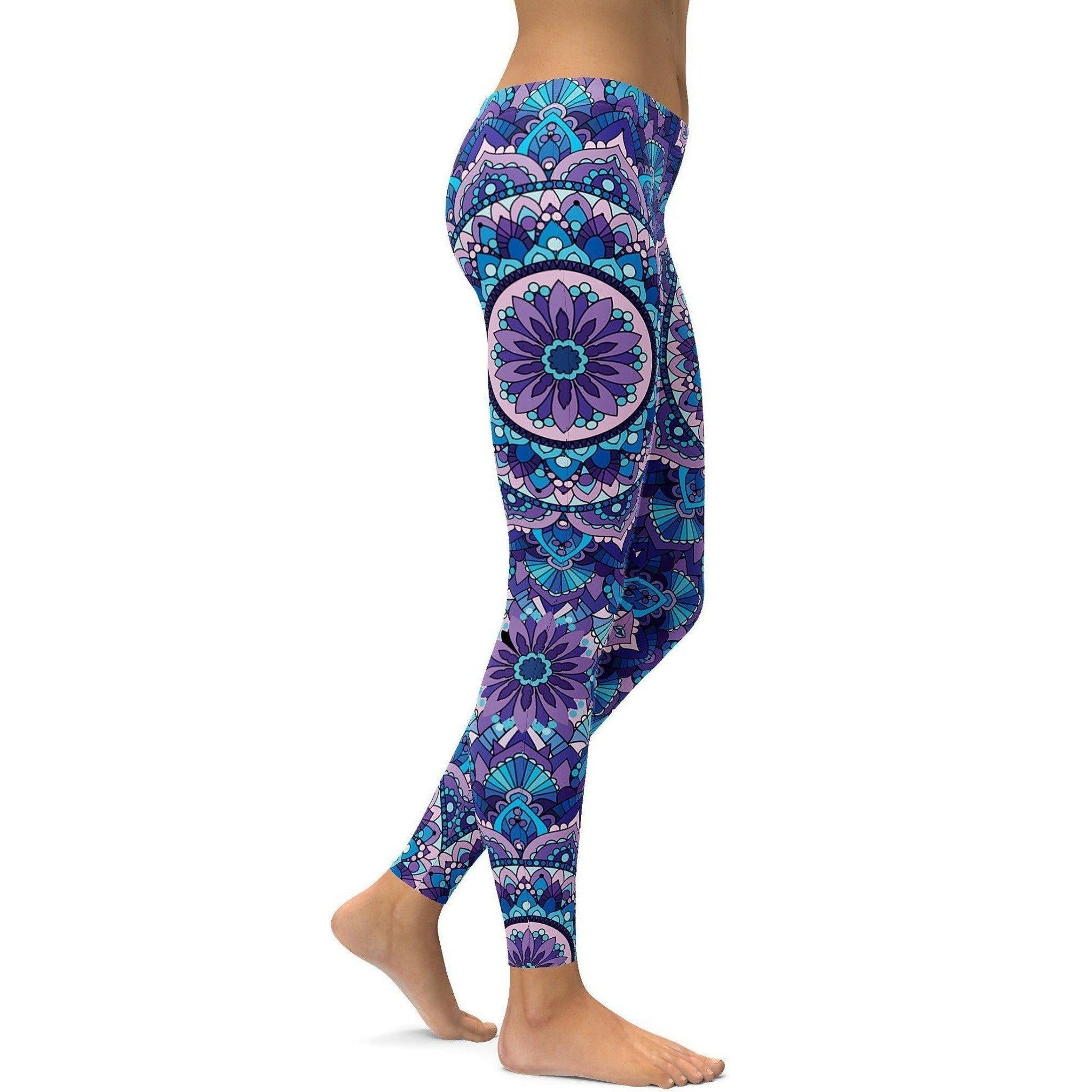 Bunte Blaue Mandala Leggings V571