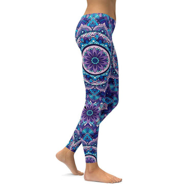 Bunte Blaue Mandala Leggings V571