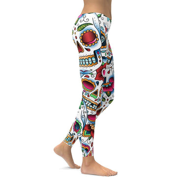 Bunte Totenkopf-Leggings X258