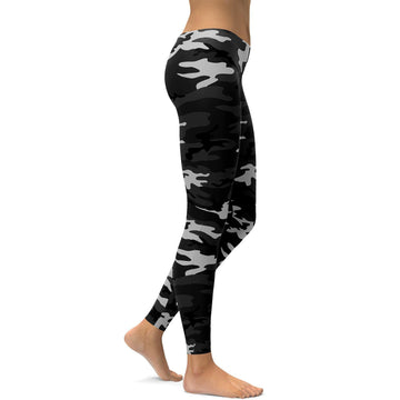 Dunkelgraue Camouflage Leggings F736