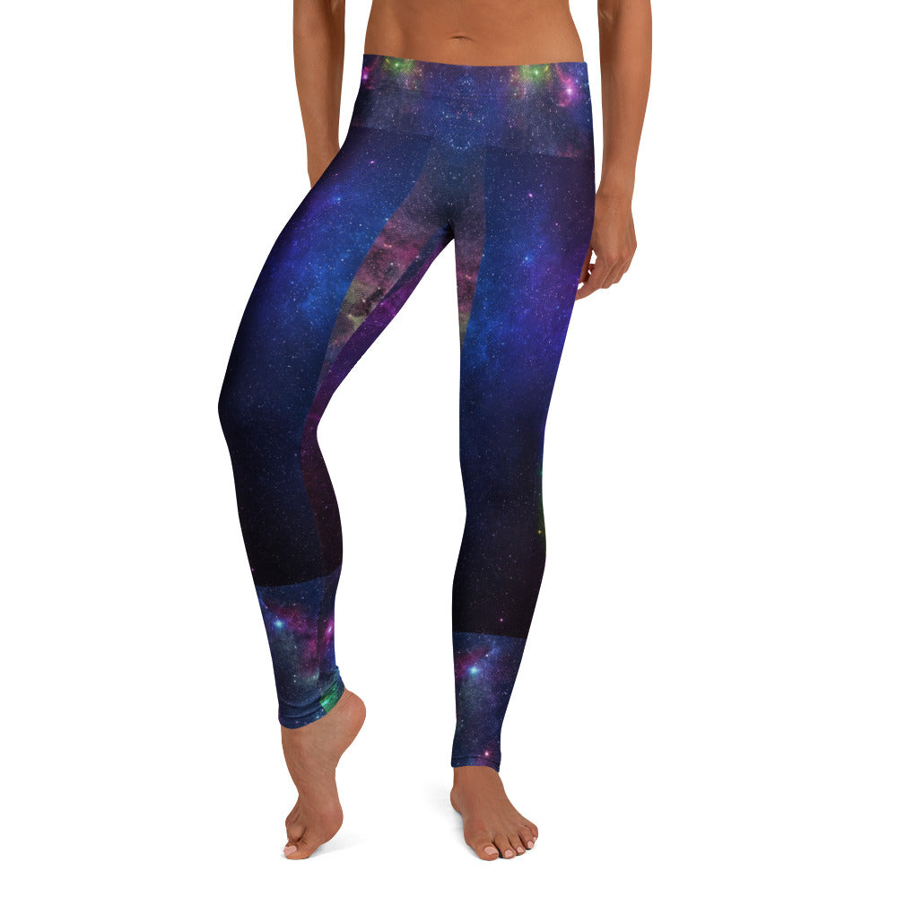 Personalisierte Damen Sportleggings Galaxy Print Weltraum Design Blau Lila Fitness Leggings F438