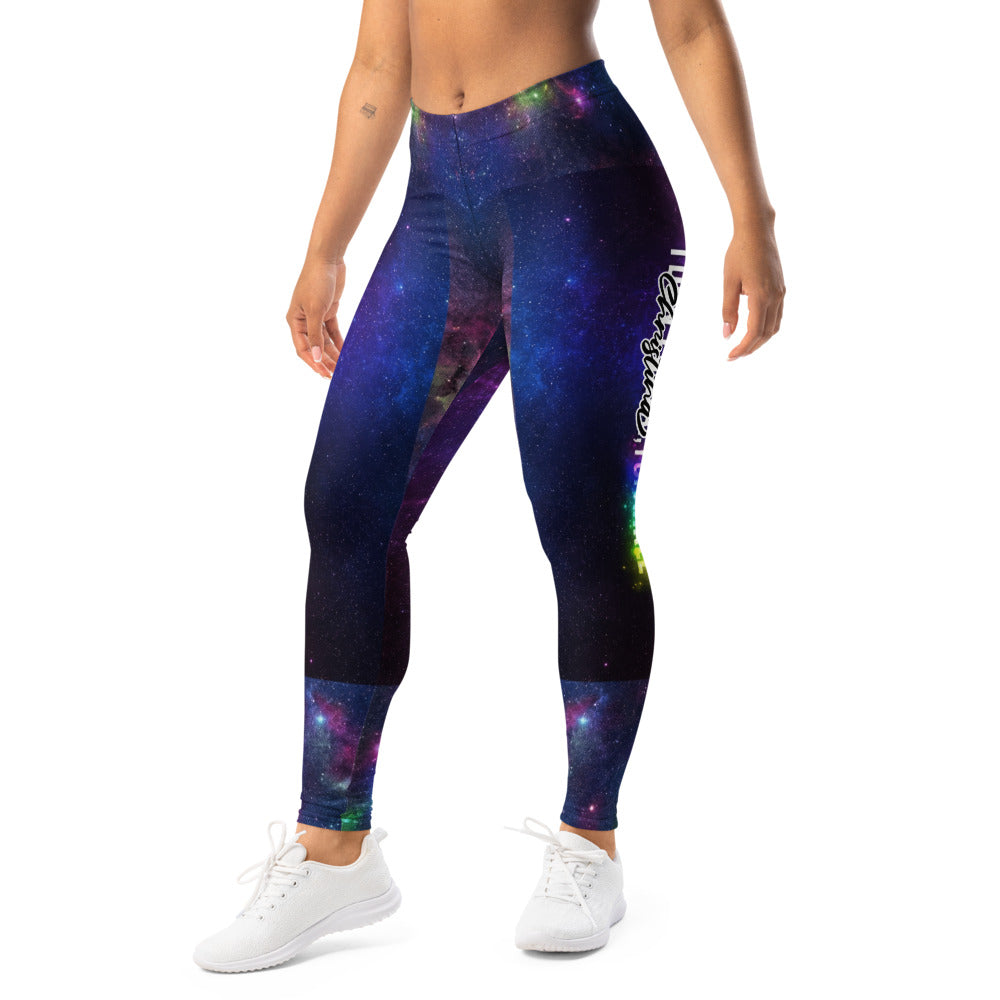 Personalisierte Damen Sportleggings Galaxy Print Weltraum Design Blau Lila Fitness Leggings F438