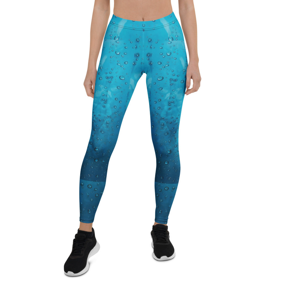Personalisierte Damen Sportleggings Wassertropfen Design Blau Fitness Yoga Leggings U754