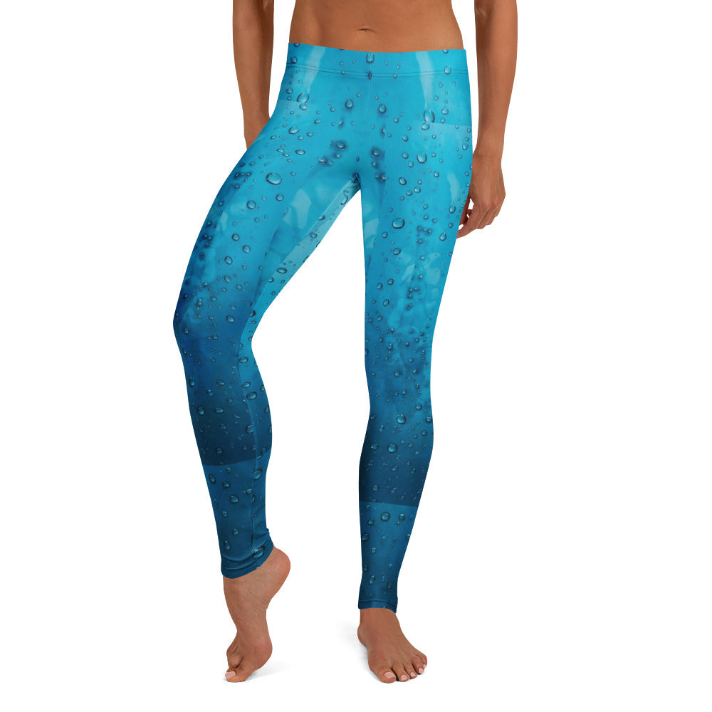 Personalisierte Damen Sportleggings Wassertropfen Design Blau Fitness Yoga Leggings U754