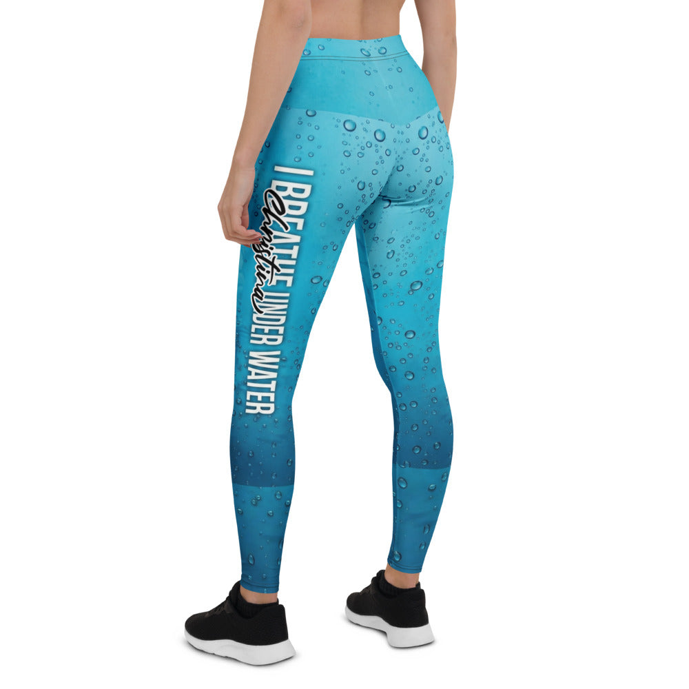 Personalisierte Damen Sportleggings Wassertropfen Design Blau Fitness Yoga Leggings U754